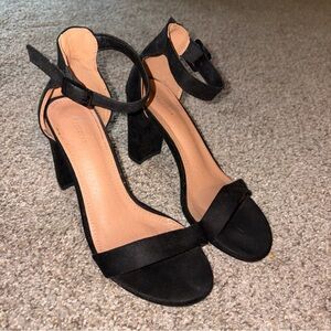 Reserved Black Suede Ankle Strap Heels